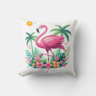 Coussin Flamingo rose tropicale/Floride