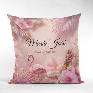 Coussin Flamingo Tropical Quinceañera personnalisé