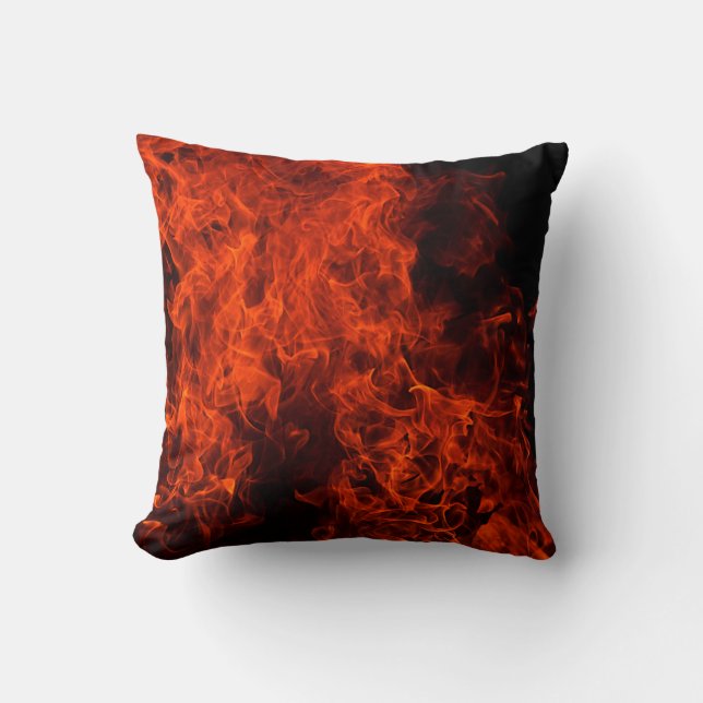 Coussin Flamme arrière - plan feu noir chaud (Recto)