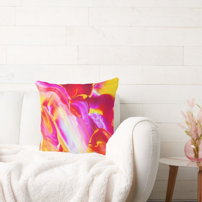 Coussin Flamme liquide - Design orange et jaune brillant (Canapé)