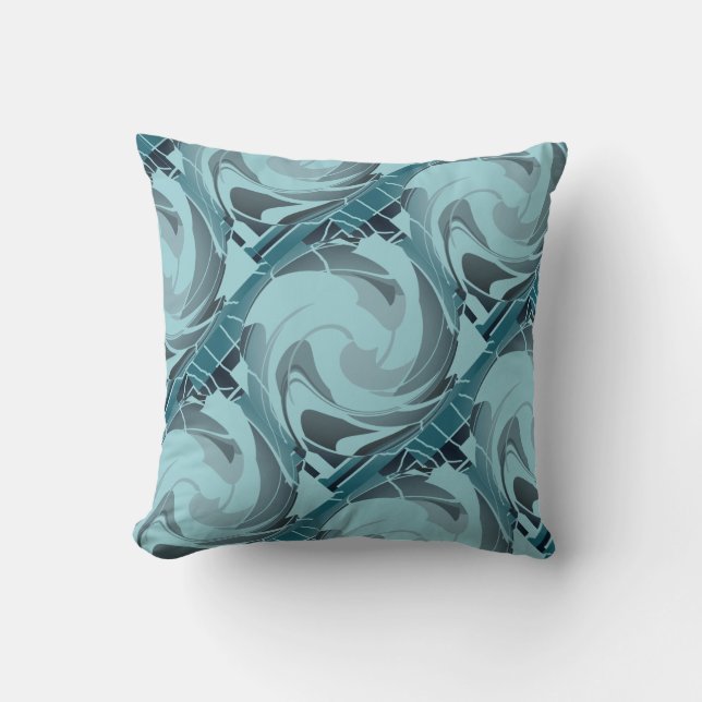 Coussin Flamme Turquoise de mer Gris Frottant Formes incli (Recto)