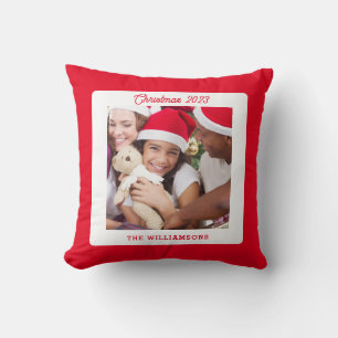 Coussin Flammes De Neige Blanches Sur Arrière - plan Rouge