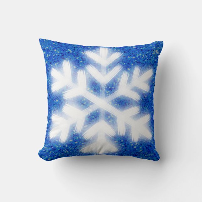 Coussin Flammes de neige bleu froid du Pôle Nord | neige m (Recto)