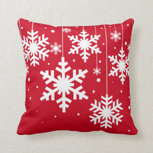 Coussin Flammes de neige d'hiver Rouge
