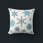Coussin Flammes de neige gelées<br><div class="desc">Fluffy motif en gris, aqua, turquoise et blanc.</div>