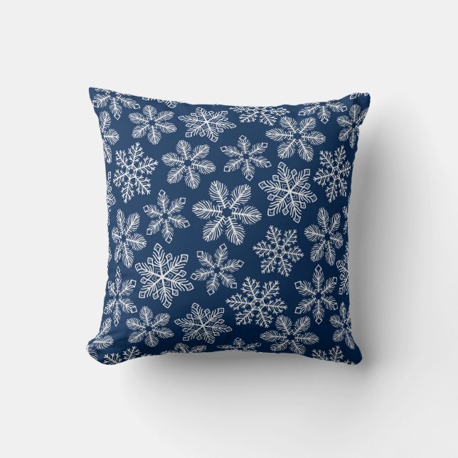 Coussin Flammes de neige sur bleu foncé (Recto)