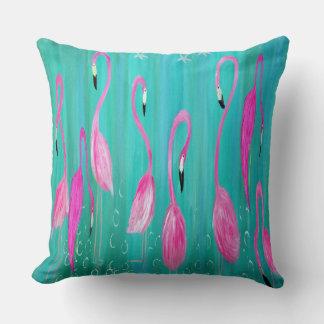 Coussin Flamngos tropical home throw pillow