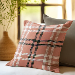Coussin Flannelle Rustique Plaid Brûlé Orange Moderne Agri