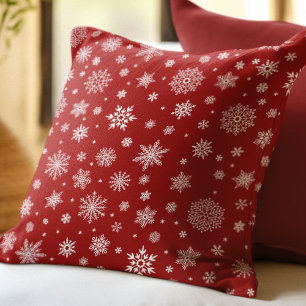 Coussin Flèche de neige blanche hiver Rouge brillant