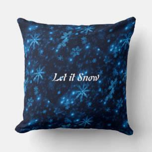 Coussin Flèche de neige profonde bleue et brillante Carré