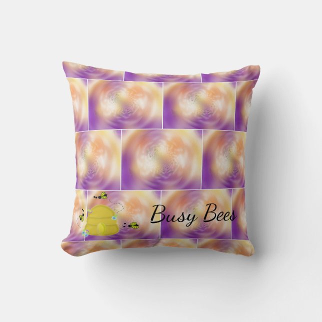 Coussin Flèche multicolore des abeilles occupées (Recto)