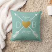 Coussin Flèches blanches Coeur d'or Turquoise de Chevron I (Couverture)