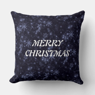 Coussin Flèches blanches Snowflakes Midnight Blue Backgd L