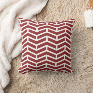 Coussin Flèches croquantes opposées Chevron Rouge Blanc