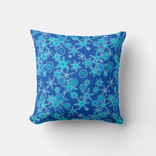 Coussin Flèches de neige géométriques modernes, bleu saphi