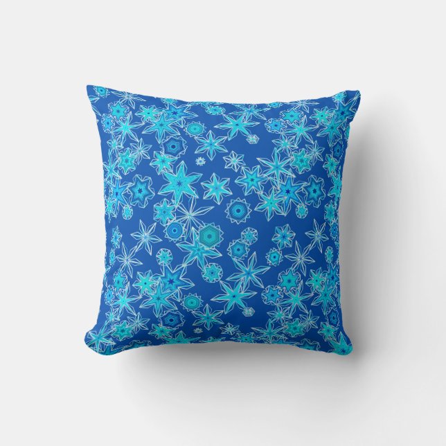 Coussin Flèches de neige géométriques modernes, bleu saphi (Recto)