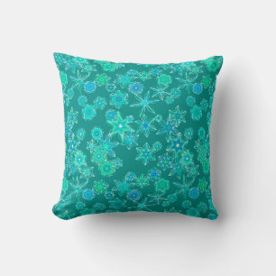 Coussin Flèches de neige géométriques modernes, Turquoise