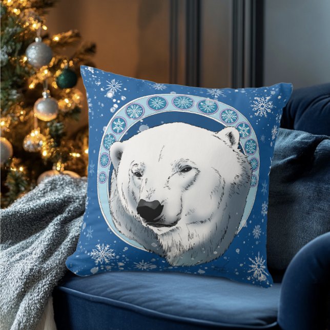 Coussin Flèches de neige Ours Polaire Art Nouveau (Créateur téléchargé)