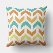 Coussin Flèches rétro Chevron Orange Or Turquoise (Verso)