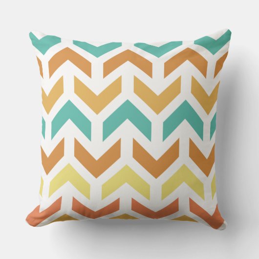 Coussin Flèches rétro Chevron Orange Or Turquoise (Recto)