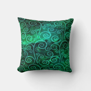 Coussin Flèches sur l'arrière - plan d'aquarelle verte