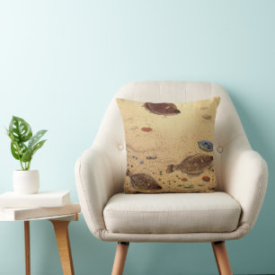 Coussin Flets ou poissons plats, vie marine océanique vint