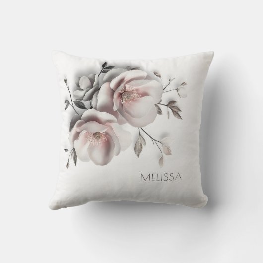 Coussin Fleur 3D Blush Blanc (Verso)