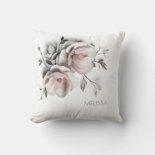Coussin Fleur 3D Blush Blanc (Recto)