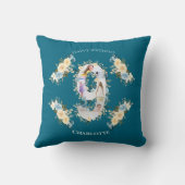 Coussin Fleur 9e anniversaire Turquoise photo Collage bleu (Verso)