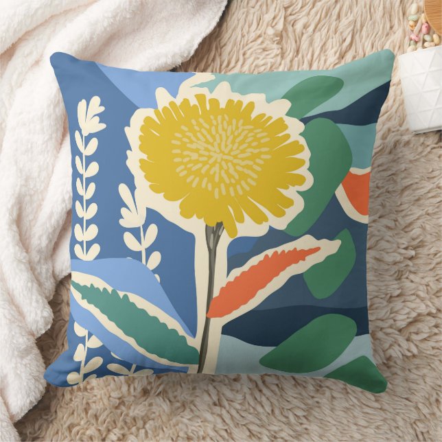Coussin Fleur abstraite Dandelion Blocs de couleur Moderne (Couverture)