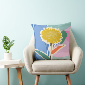 Coussin Fleur abstraite Dandelion Blocs de couleur Moderne
