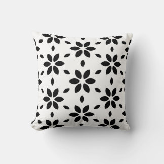 Coussin Fleur abstraite moderne noir et blanc