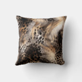 Coussin Fleur Animale Léopard Crème Noir Sauvage (Verso)