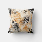 Coussin Fleur Animale Léopard Crème Noir Sauvage (Recto)