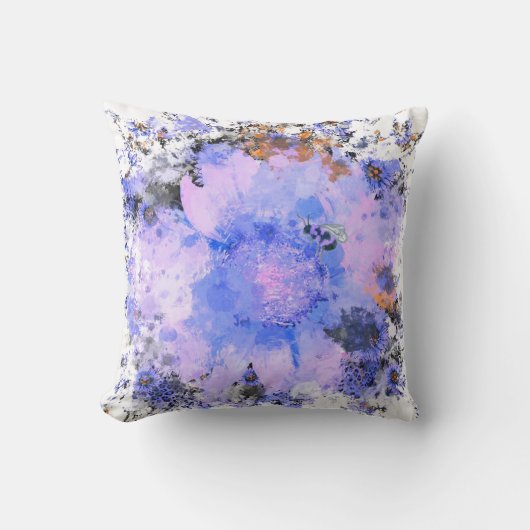 Coussin Fleur aquarelle - Indigo (Recto)