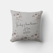 Coussin Fleur aquarelle "La maison devient un foyer" (Recto)