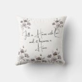 Coussin Fleur aquarelle "La maison devient un foyer" (Verso)