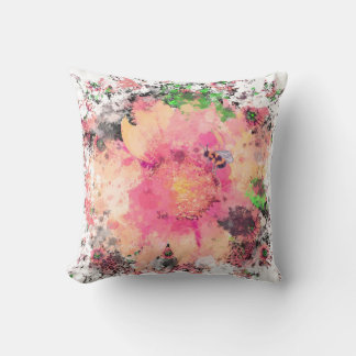 Coussin Fleur aquarelle - pêche