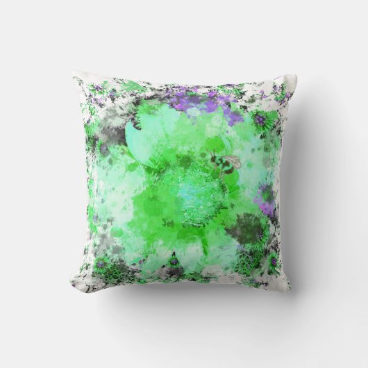 Coussin Fleur aquarelle - Vert (Recto)