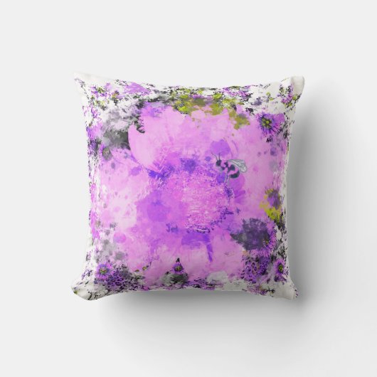 Coussin Fleur aquarelle - Violet  (Recto)