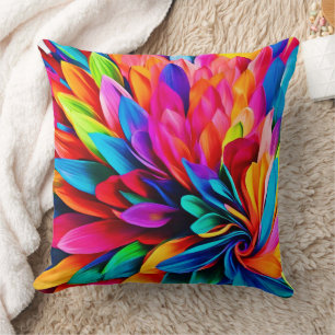 Coussin Fleur arc-en-ciel Abstraite