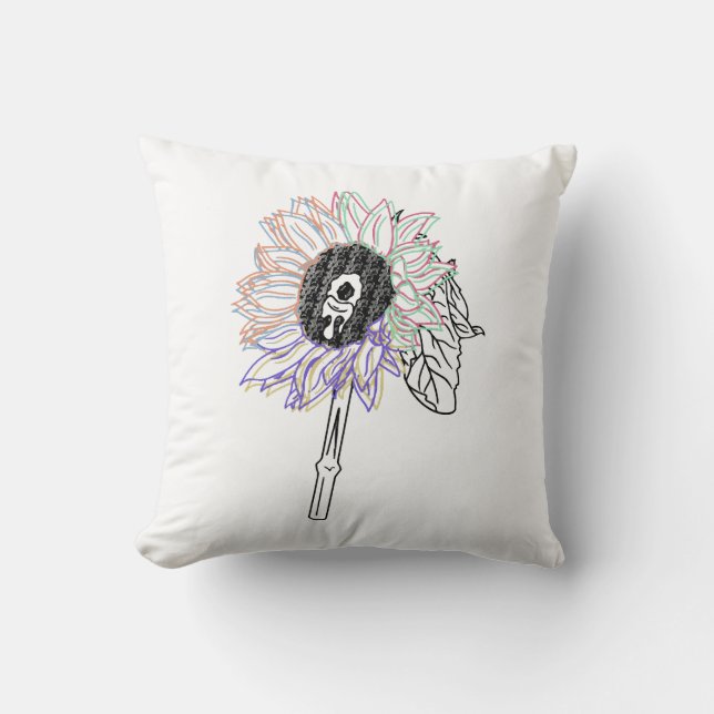 Coussin Fleur Arc-en-ciel Art Funky (Recto)