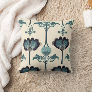 Coussin Fleur Art Déco Bleue