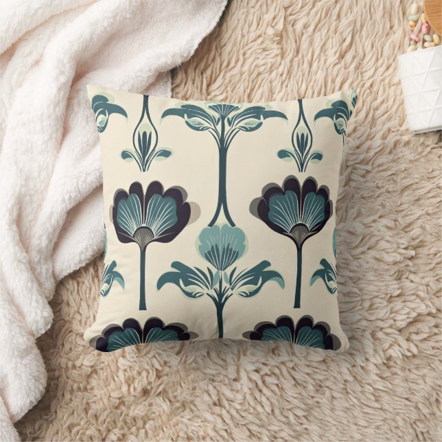 Coussin Fleur Art Déco Bleue (Couverture)