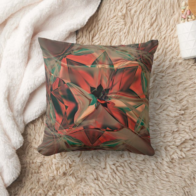 Coussin Fleur avec décalage pétale en orange chaud à sépia (Couverture)