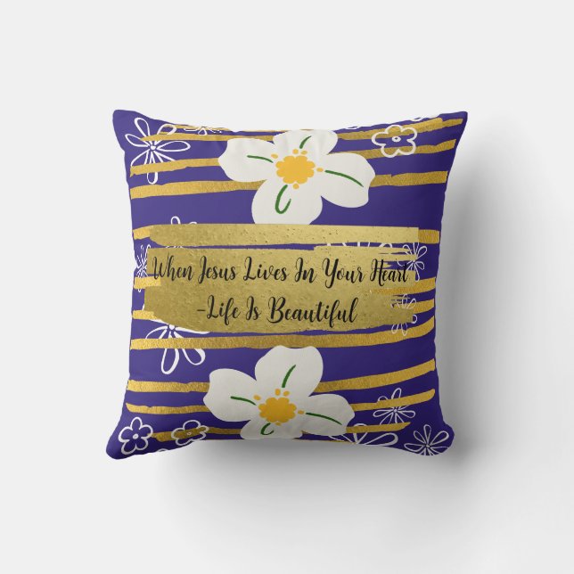 Coussin Fleur blanche et or (Verso)