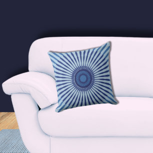 Coussin Fleur bleu étoile centrée