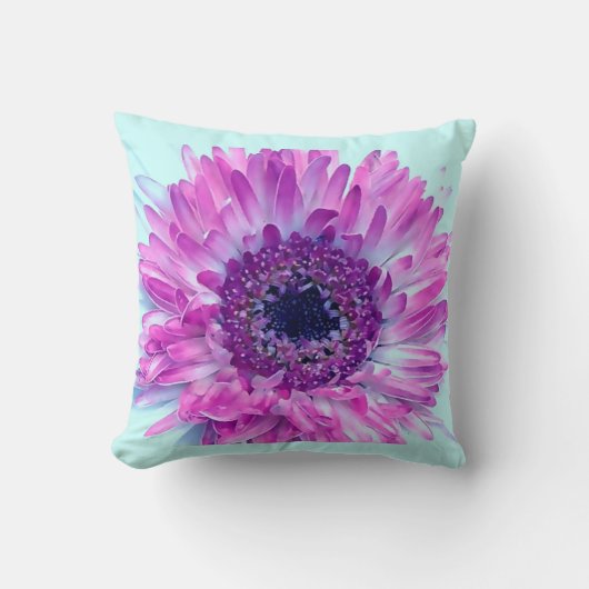 Coussin Fleur bleu violet baby shower (Recto)