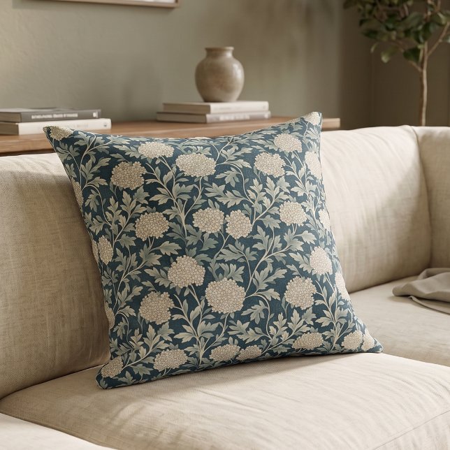 Coussin Fleur Bleue Botanique Vintage (Créateur téléchargé)