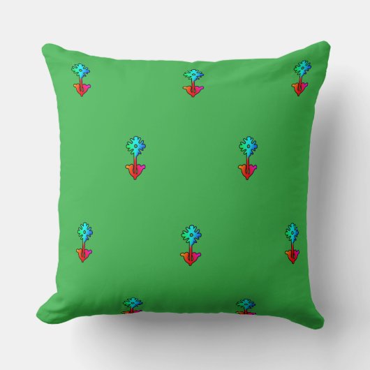 Coussin Fleur Bleue Brt Vert (Recto)